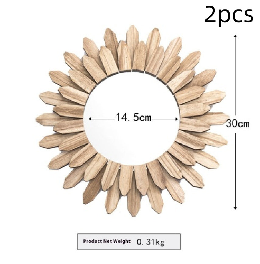 European-Style Solid Wood Hanging Mirror – Handmade Wall Decor for Entryway, Homestay & Hotel