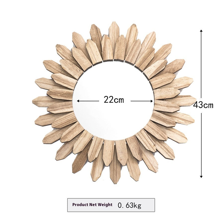European-Style Solid Wood Hanging Mirror – Handmade Wall Decor for Entryway, Homestay & Hotel