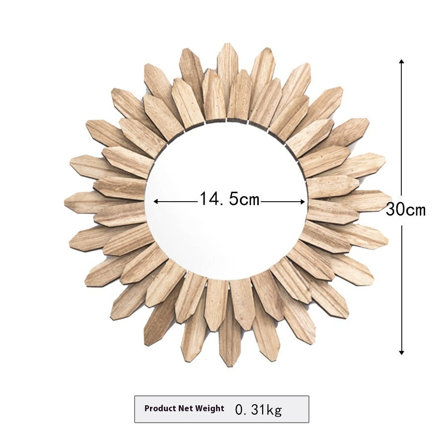 European-Style Solid Wood Hanging Mirror – Handmade Wall Decor for Entryway, Homestay & Hotel