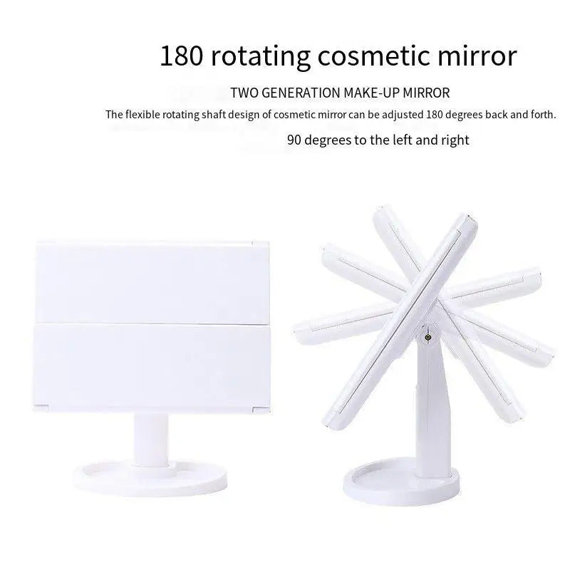 Foldable LED Makeup Mirror with Lights – Illuminated Vanity Cosmetic Mirror with Stand