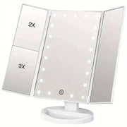 Foldable LED Makeup Mirror with Lights – Illuminated Vanity Cosmetic Mirror with Stand