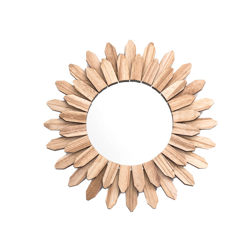 European-Style Solid Wood Hanging Mirror – Handmade Wall Decor for Entryway, Homestay & Hotel
