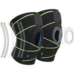 Venollo Knee Brace with Side Stabilizers & Patella Gel Pads for Knee Support, Green and Black