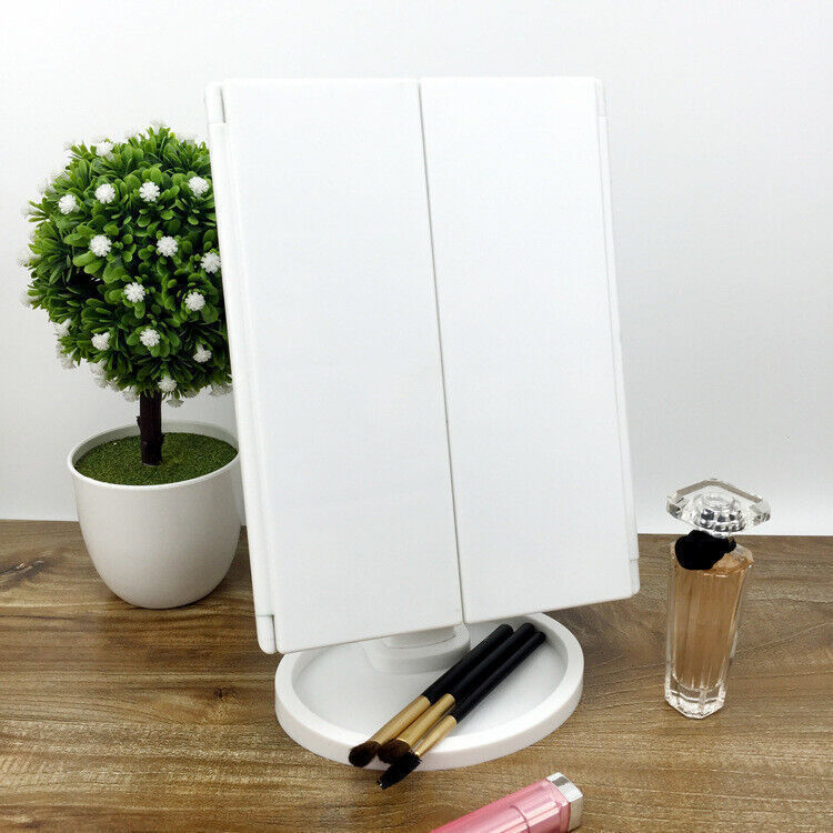 Foldable LED Makeup Mirror with Lights – Illuminated Vanity Cosmetic Mirror with Stand